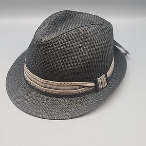 D&Y Hat Fedora Fitted‎ Womens One Size Black Trilby Short Brim Polyester Classic